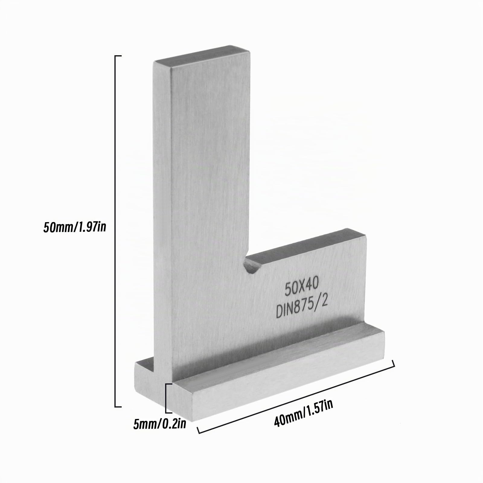 Regla Escuadra de Ingeniero Precisión DIN875/2 Acero al Carbono 50x40mm