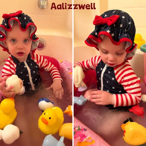 Image of Aalizzwell Baby Girls Long Sleeve One Piece Swimsuit with Hat