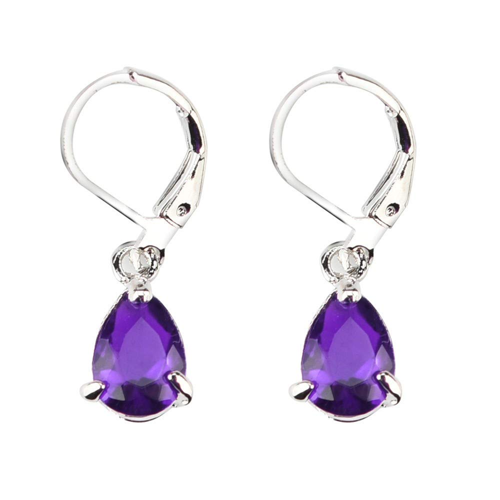 GenericEarring for Women Easter Valentine's Day Dangle Silver Cut 925 Earrings Drop Jewelry Wedding Charming Amethyst Earrings Tube Hoop Earrings for Women