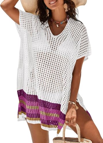 Imily Bela Womens Crochet Swim Cover Up 2025 Swimsuits V Neck Swimwear Summer Bathing Suit Mesh Mini Dresses Beach Clothes