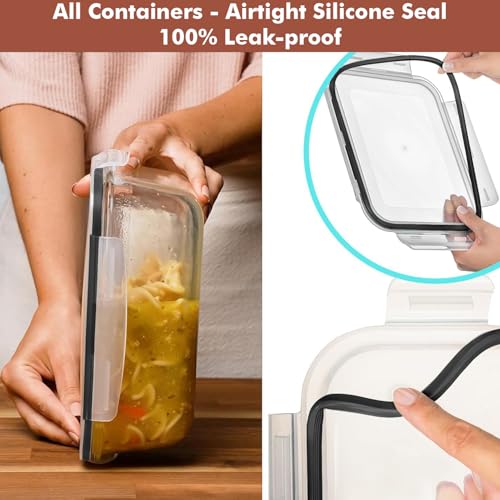 Image of Razab 4 PC 1860ml / 63 Oz / 8 Cups Large Glass Food Storage Containers with Lids - Glass Meal Prep Containers for Roasting & Storing Leftover, Lunch Container with Lids, Microwave & Oven Safe
