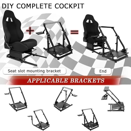 Supllueer Racing Rear Seat Stand for Steering Wheel Mount to Expand into Gaming Simulator Cockpit with Black Double Locking Slides Ergonomic Breathable Driving Race Chair Fit for Marada, Minneer