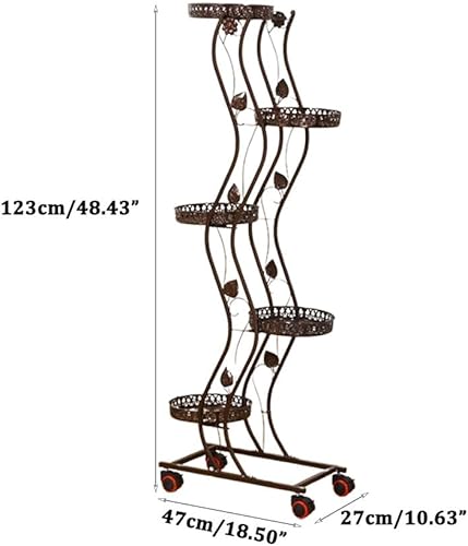 Miniatura 5 de Gerrit Soporte para plantas de 5 niveles, soporte de metal para plantas para interiores y exteriores, estante de flores de esquina alto para