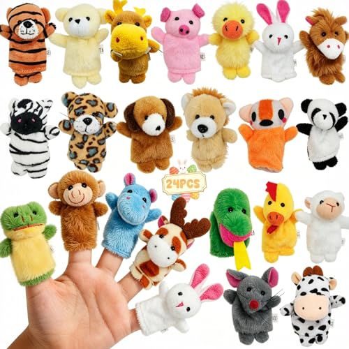 24 Pcs Finger Puppets Set, Animal Finger Puppets for Kids
