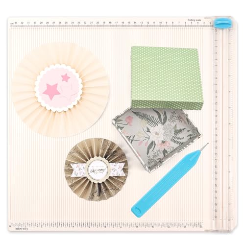 12 x12 Inch Paper Trimmer and Scoring Board, Multi-Purpose Trim & Score Board Precise Cutting & Scoring Tool for Cover of Book & Gift Box DIY Crafts, Cards, Envelopes Crafting Scrapbooking and More