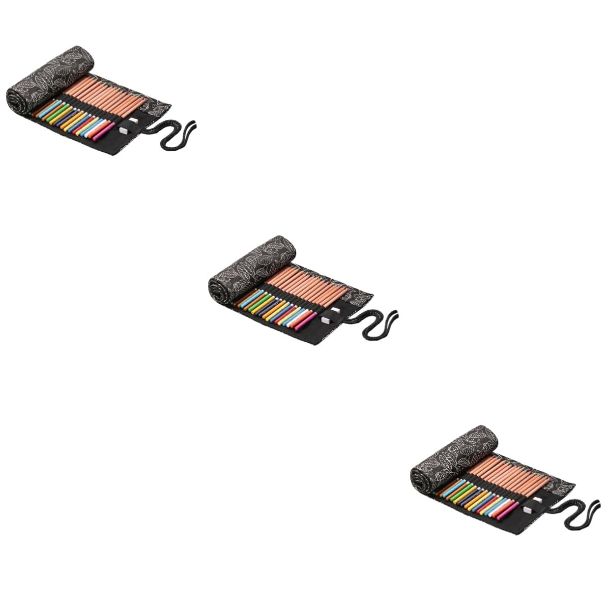 STOBOK 3stücke Praktisches Fächer Canvas Stifte-rollmäppchen Großer Stauraum Für Reisen Zeichnen Und Malen Tragbar Und Elegant Mit Schönem Muster Schwarze