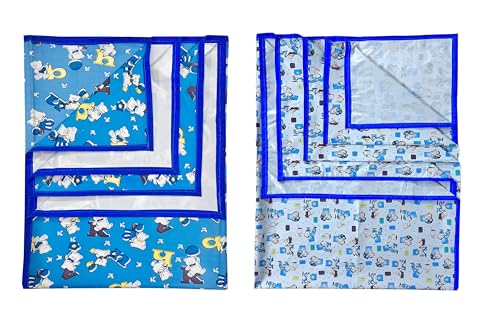 Image of EcoSoft Plastic Sheet,PVC Sheet for Kids,Rubber Sheet for Babies,Bed Wetting Protector(90 x 135 cm) (Blue Alphabet & Blue BABYBEAR)
