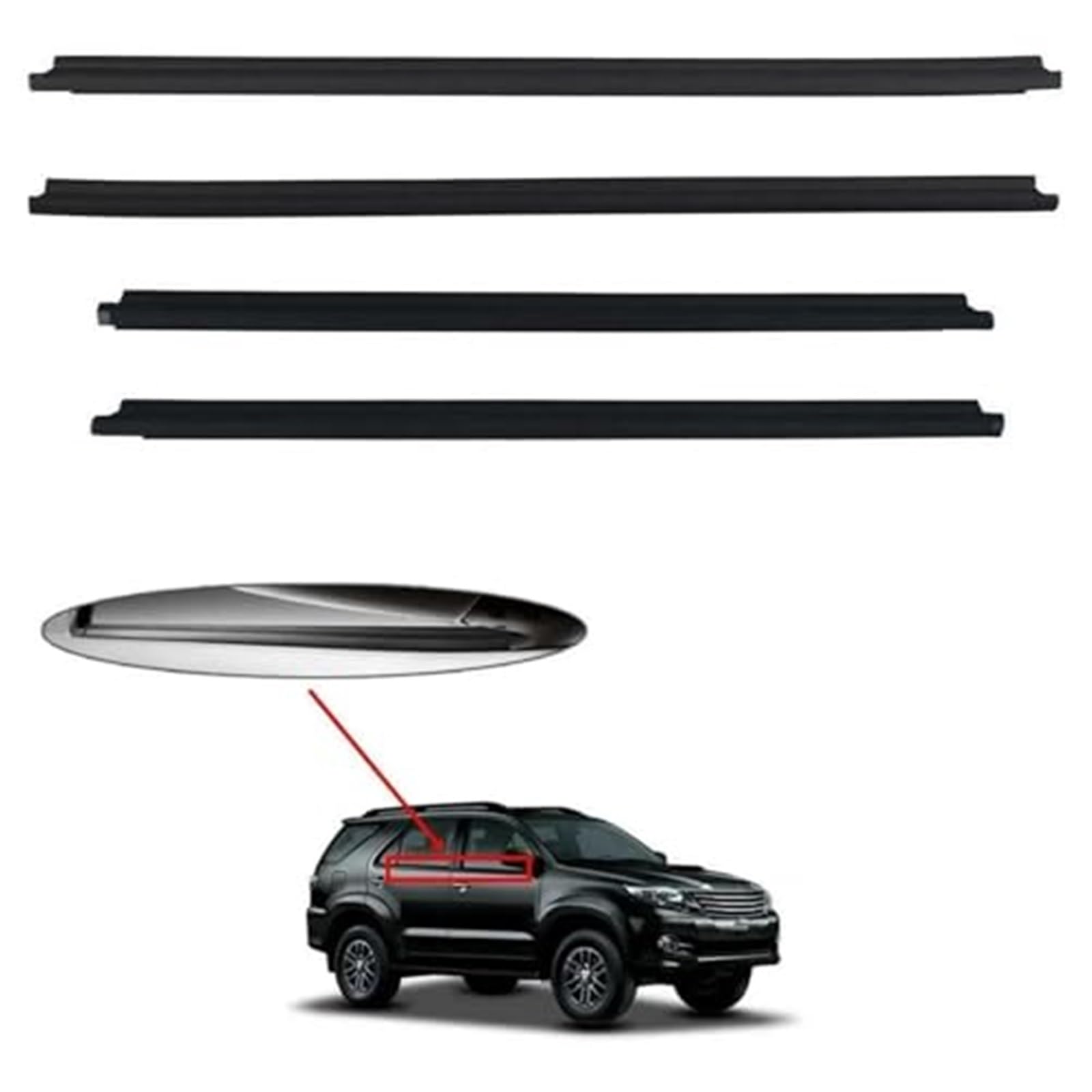 Joints de porte de fenêtre Bande d'étanchéité en verre de fenêtre de porte latérale de voiture Bande d'étanchéité étanche à la pression, for Toyota, fortuner 2004-2015 Joint de portière de voi