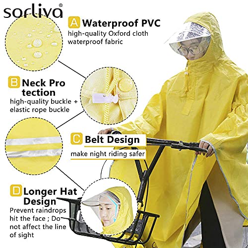 sorliva Regenponcho voor camping fiets regenjas met capuchon poncho - Image 3