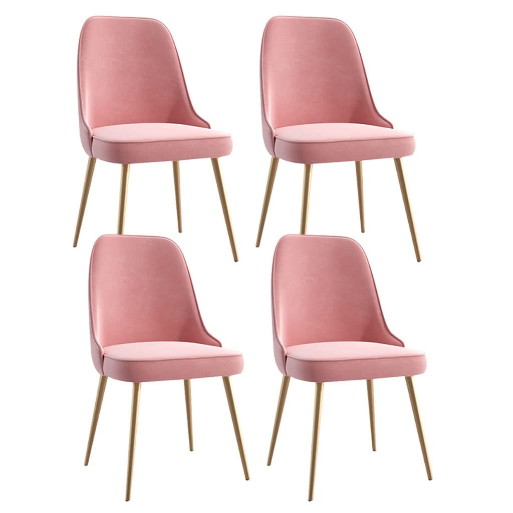 YNBSHGAA Velvet Dining Chairs Set of 4 Kitchen Chair with Ergonomic Backrest and Metal Legs for Counter Lounge Living Room Reception Chair,5-Pink