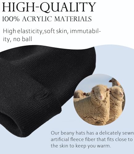 Image of KMOLY Beanie Hat for Men Women 3 Packs, Thick Knit Winter Hat Soft Cuffed Beanies Bulk Skull Cap Unisex Slouchy Ski Watch Cap