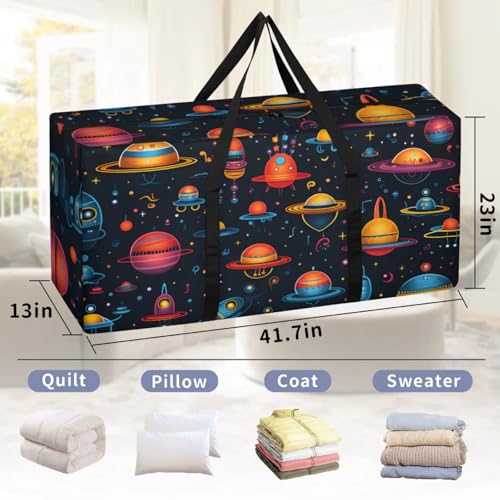 Bright Galaxy Extra Large Moving Bags Heavy Duty Storage Bags Colorful Galaxy Cloth Wrap Around Handles Double Zipper Reusable Convenient Foldable Storage Tote for Travel Camping Space Save2