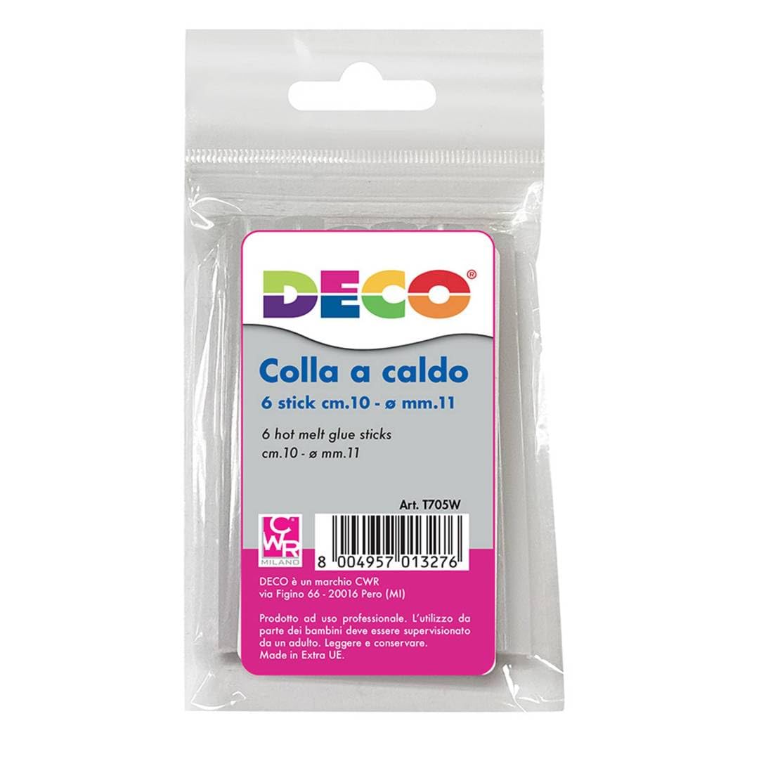 DECO T705W Stick Colla a Caldo Blister 6 Pezzi
