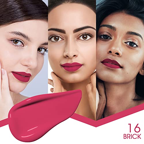 Image of Colors Queen Mattifying Non Transfer Liquid Lipstick - 16 Brick - 3g | Long Lasting Liquid Matte Lipstick | Transfer Proof & Waterproof Lipstick Enriched with Vitamin E & Almond Oil, Lasts up-to 18 Hours