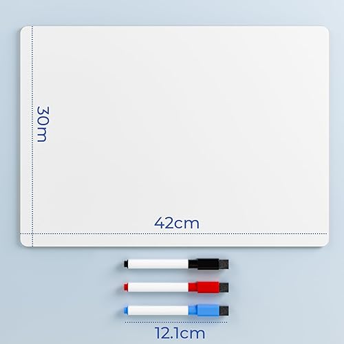 Miniatura 2 de Nicpro Pizarra portátil de 12 x 16 pulgadas, pequeña pizarra de borrado en seco de doble cara con 3 bolígrafos a base de agua, mini pizarra blanca