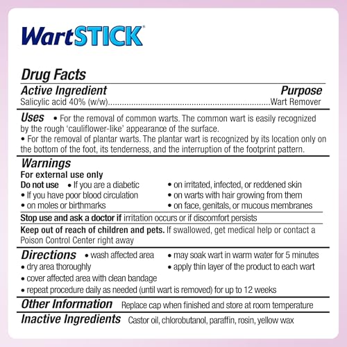 wartstick maximum strength salicylic acid solid-stick common and plantar wart remover 02 oz