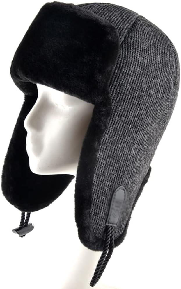 VIDI Solid Color Aviator Hats Men's Winter Women's Knitted Wool Thickened Warm Earmuffs Bone Wushankaxuelei Hood