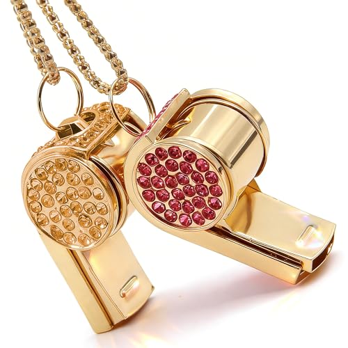 Set de 2 collares con silbato de cristal brillante miniatura 6
