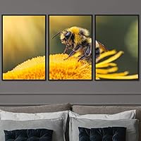 3 Piece Framed Canvas Wall Art Colorful Bee Insects Canvas Prints Home Artwork Decoration for Living Room,Bedroom - 16