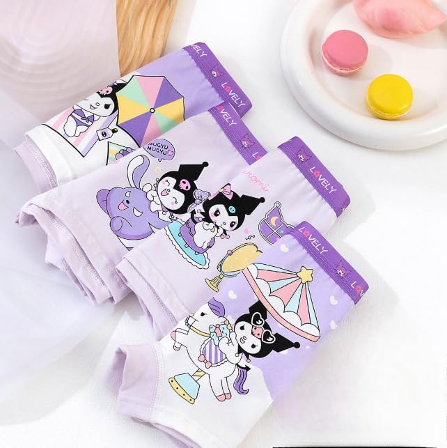 Image of Kids Girls Long Panties Barbie Design Assorted Color Pack of 4 (6 to 8 years)