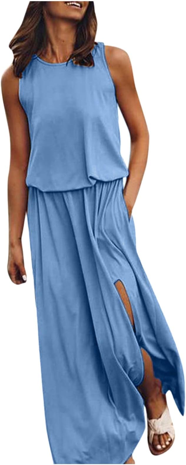 Beach Wedding Guest Dresses for Women,2024 Womens Summer Dresses Sleeveless Hawaiian Sun Dresses Casual Bridal Shower Dress
