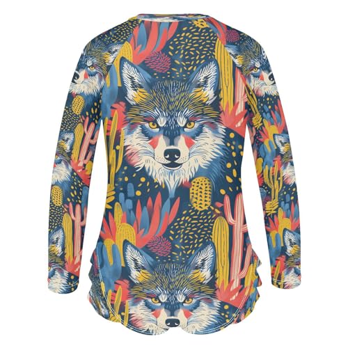 Wolfs Face Cacti Girls Long Sleeve Swimsuits One Piece Zipper Bathing Suit UPF 50+ Rashguard Swimwear3