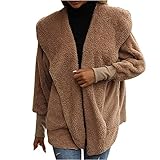 Cockjun Jacken Damen,Damen Fleecejacke Hoodie Jacke Damen Lange Ärmel Jacke Womens Casual Jacket Damenmode Feste Tasche Bequeme Lose Obere Lange Mantelbluse Doppelte Tasche Weniger Jackenmantel