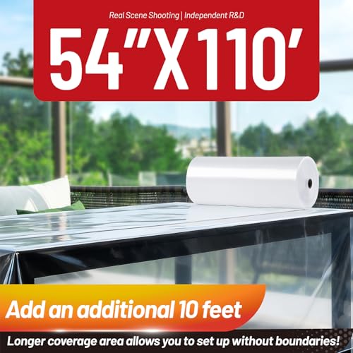 Image of Plastic Table Cloth, 110 Ft X 54 in Disposable Tablecloth White Tablecloth Premium PEVA Plastic Table Cloth Disposable with Any Cut Sliding Cutters for Picnics, Parties, Birthdays, Weddings