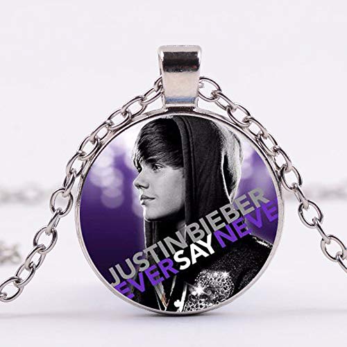 ailitaitiailitaiti 3 Colors Round Star Bright Jewelry Justin Bieber Necklace 2017 New Favorite Star Pendant Trendy Chains Glass Photo Necklaces
