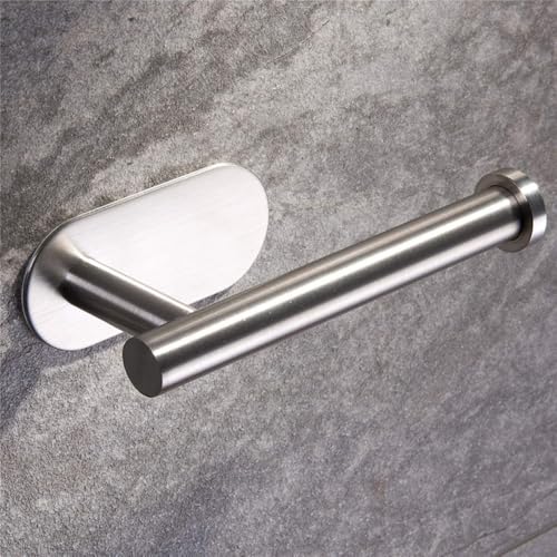 Self Adhesive Toilet Paper HolderStainless Steel Bathroom Tissue Holder - No Drilling Wall Mounted for Restroom Kitchen RV | Easy Installation No Punching Required (silver)