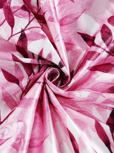 Image of Home Sizzler 2 Pieces Floral Flow Grommet Polyester Window Curtain - 5 Feet, Berry Pink