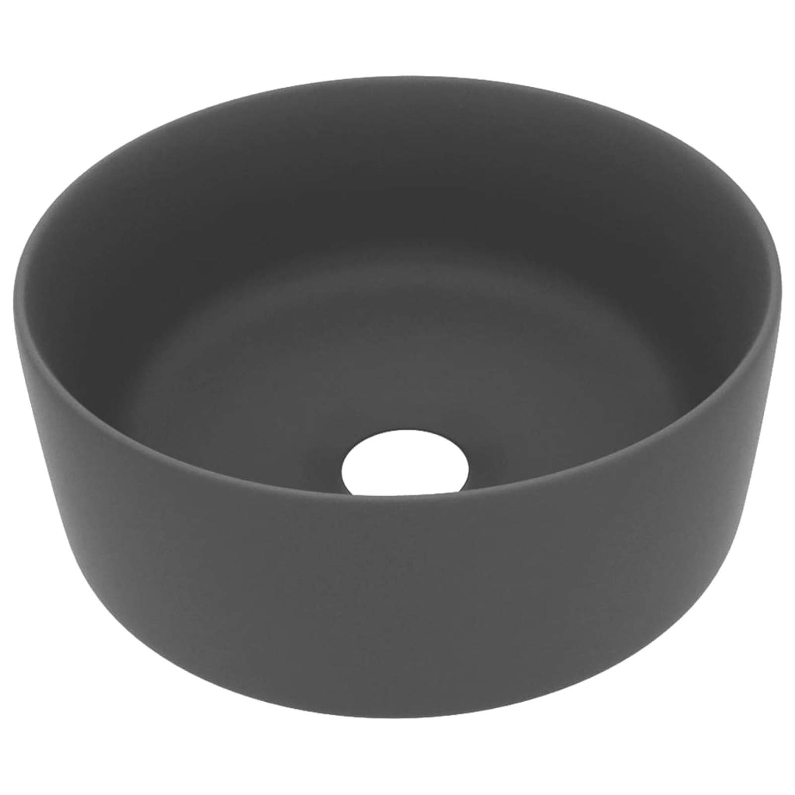 Lavabo de Lujo Redondo cerámica Gris Oscuro Mate 40x15 cm, Fregadero, Lavabo Baño, Lavamanos Baño, Lavatorio Casa De Banho, Mueble Lavabo sobre Encimera 147016