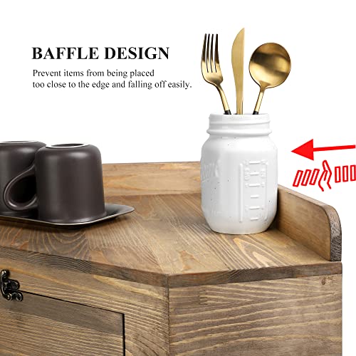 Besuerte Corner Bread Box, Farmhouse Bread Box For Kitchen Countertop, Vintage Bread Box, Bread Organizer Containers Storage Keeper Includes 2X16Oz Ceramic Mason Jars With Flowers, Jacobean Color #TOP1