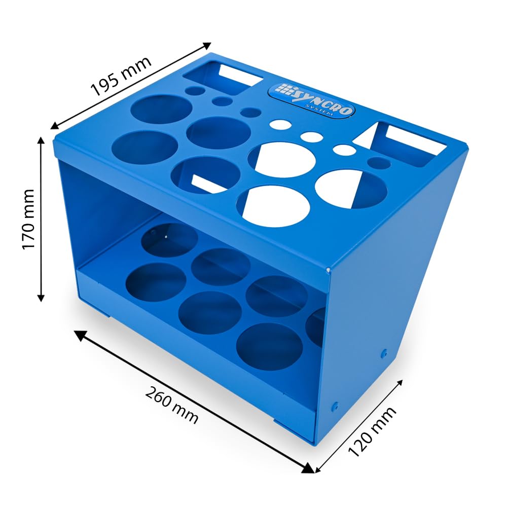 Syncro System Porta cartucce silicone in alluminio per scaffale furgone officina mobile – 7 posti inclinati profondità 26cm