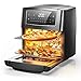 Friggitrice ad Aria Calda,12L Senza Olio, Air Fryer con 18 Programmi, Funzione Keep Warm, LED Touch Screen, Tempo Temperatura Regolabili, Senza BPA, 100 Ricette Cartacee, Nero