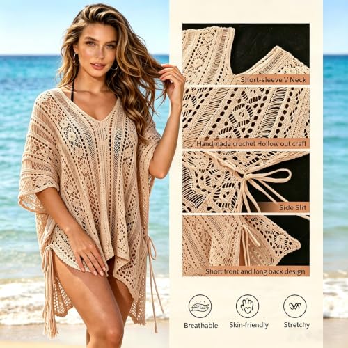 Image of Bathing Suit Cover Up for Women,V-Neck Summer Swimsuit Coverups Loose Swimwear Beach Dress for Pool Sea Party