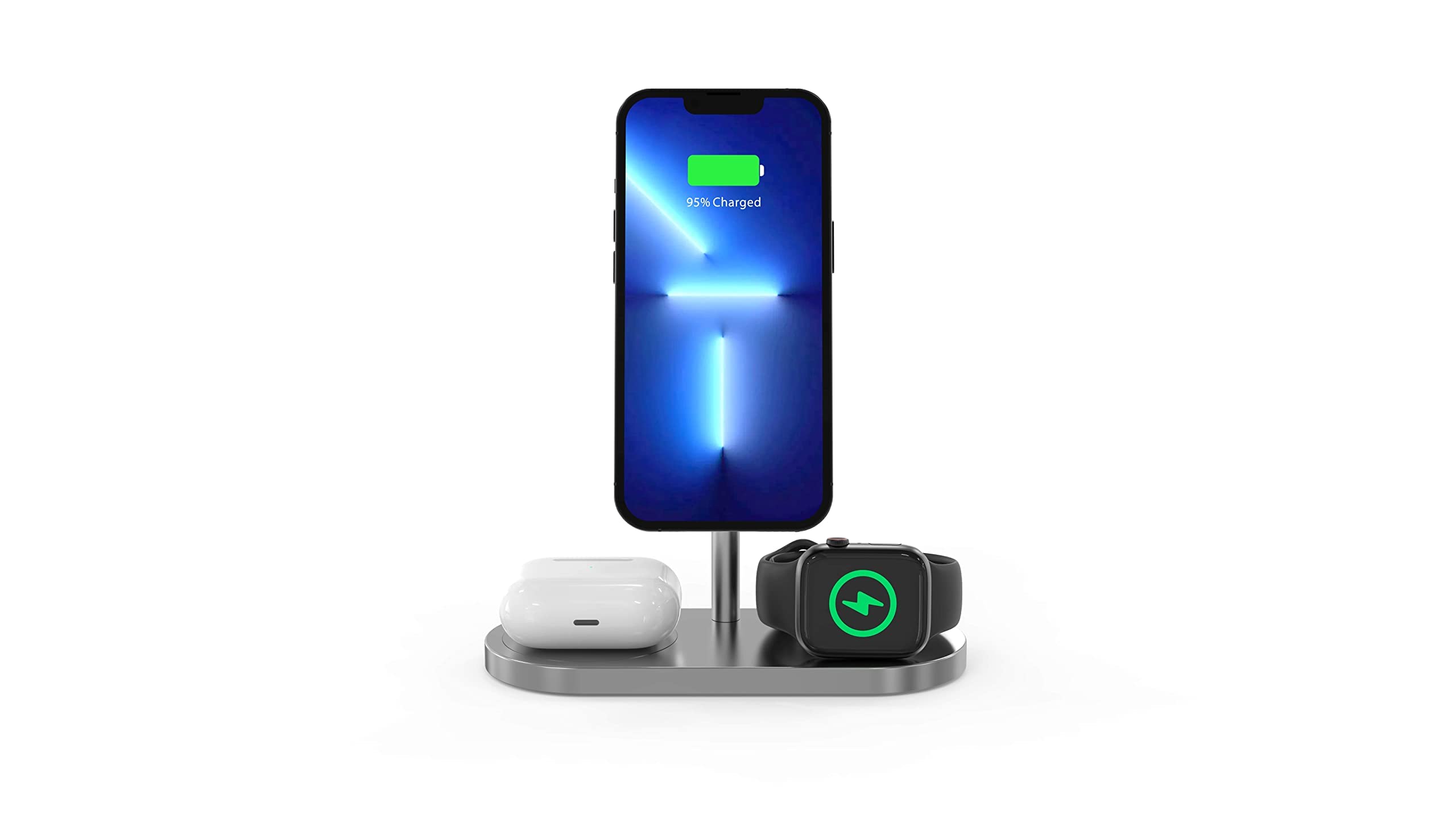 CubeNest Caricabatterie wireless 3 in 1 compatibile con iPhone 12/13/14, AirPods, Apple Watch e altri dispositivi Magsafe | Caricatore rapido da 20 W con caricatore pieghevole per Apple Watch