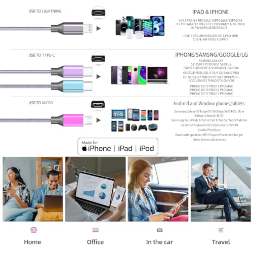 4 in 1 Multi Charging Cable 4ft 2 Pack,Braided MFi Certified Charger Cable — view 5
