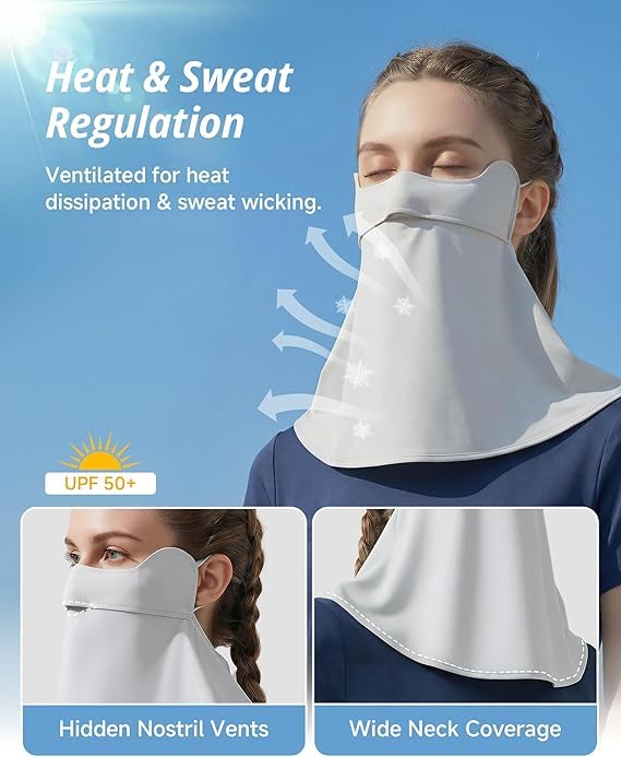 Image of 3-4 PCS Face Cover for Women, Full Face Mask for Sun Protection During Outdoor Activities, Breathable Ice Silk Fabric for All-Day Comfort