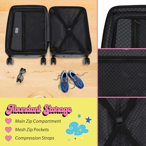 FUL The Powerpuff Girls 22.5 Inch Carry On Luggage, Hardshell Rolling Suitcase with Spinner Wheels, Blue3