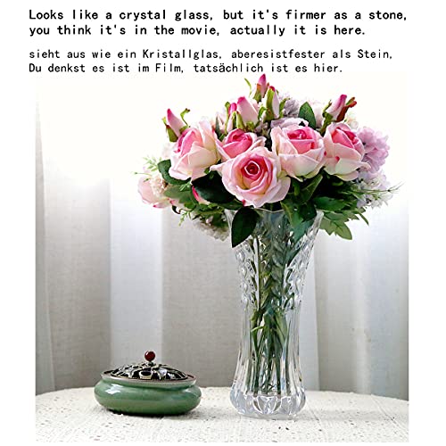 Kwlyon Unbreakable Polycarbonate Vase, Large & Small Sizes, Modern Leaf Pattern, Crystal Clear, Durable - Image 3