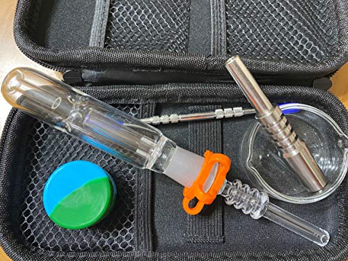 10mm 14mm Mini Glass Straw V1, Titanium Tip, Quartz Tip, Dish Complete Kit