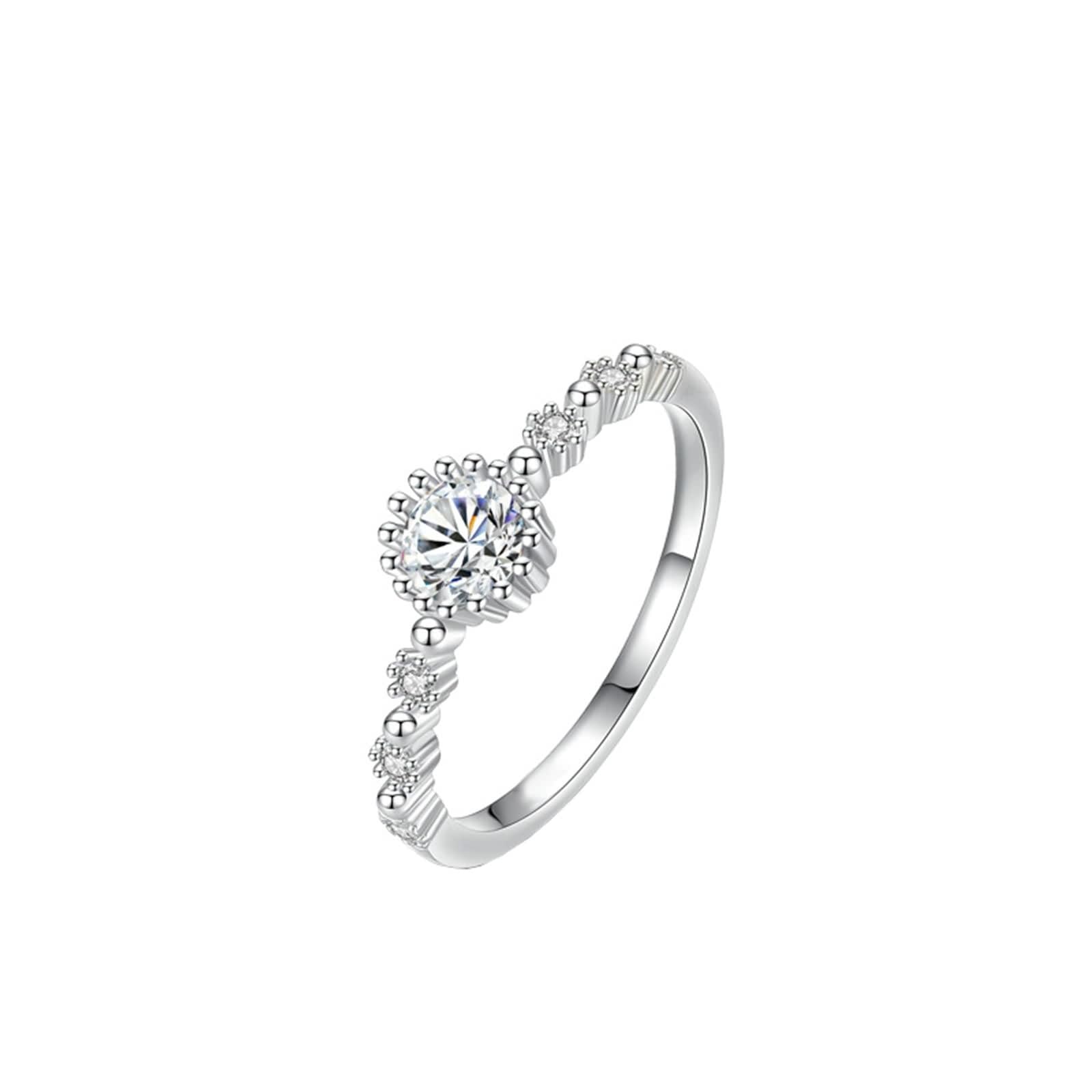 Moissanite pierścionek ślubny, pierścionek zaręczynowy złoto próby 375 z okrągłym moissanitem 9K białe złoto srebro moda
