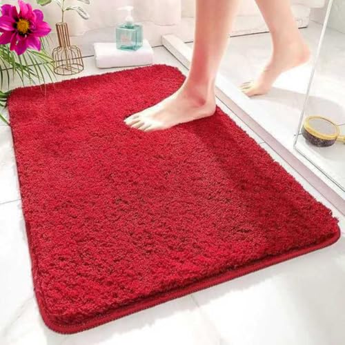 Image of HOWNICE Doormat for Bedroom,Bathroom,Kitchen,Living Room,Home Entrance,RoomMats,Foot Mats,Floor mat Main Door,Rug,Non Slip Mats,Door Mate,Fluffy,Door Mat,Door Matt (Bed Room Mat Red)