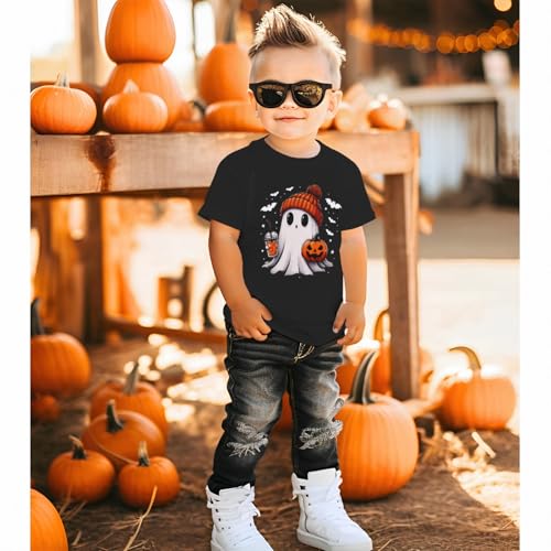 Toddler Halloween Shirt Baby Boy Girl Cute Ghost Tshirt Pumpkin Short Sleeve Tee Top Kids Spooky Season Fall Outfit3