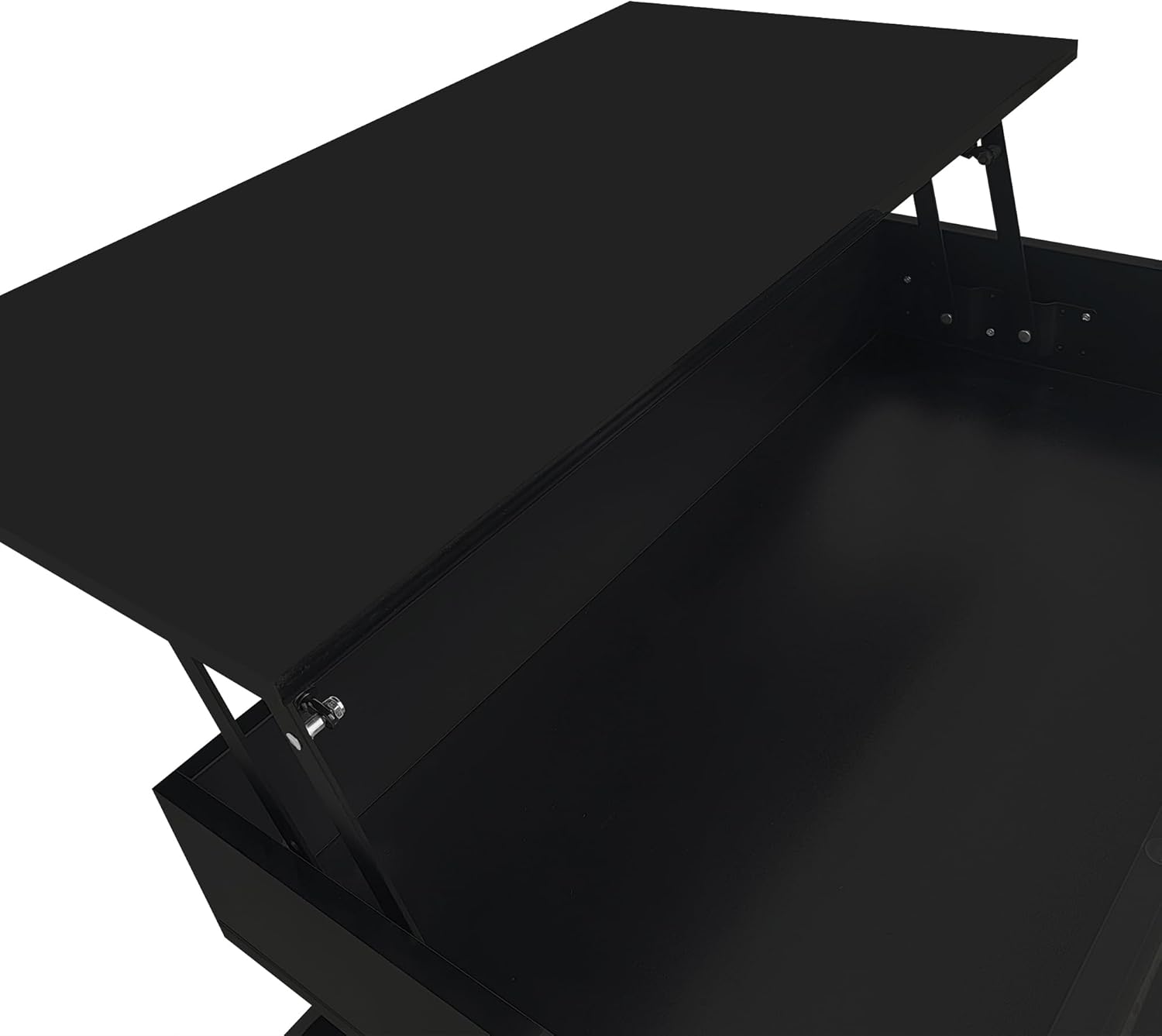 Modern Square 29.5" Coffee Table with 2 Drawers, Lift-Top Coffee Table with Glass Top and High-Gloss Finish, Hidden Storage Space for Living Room (Black)
