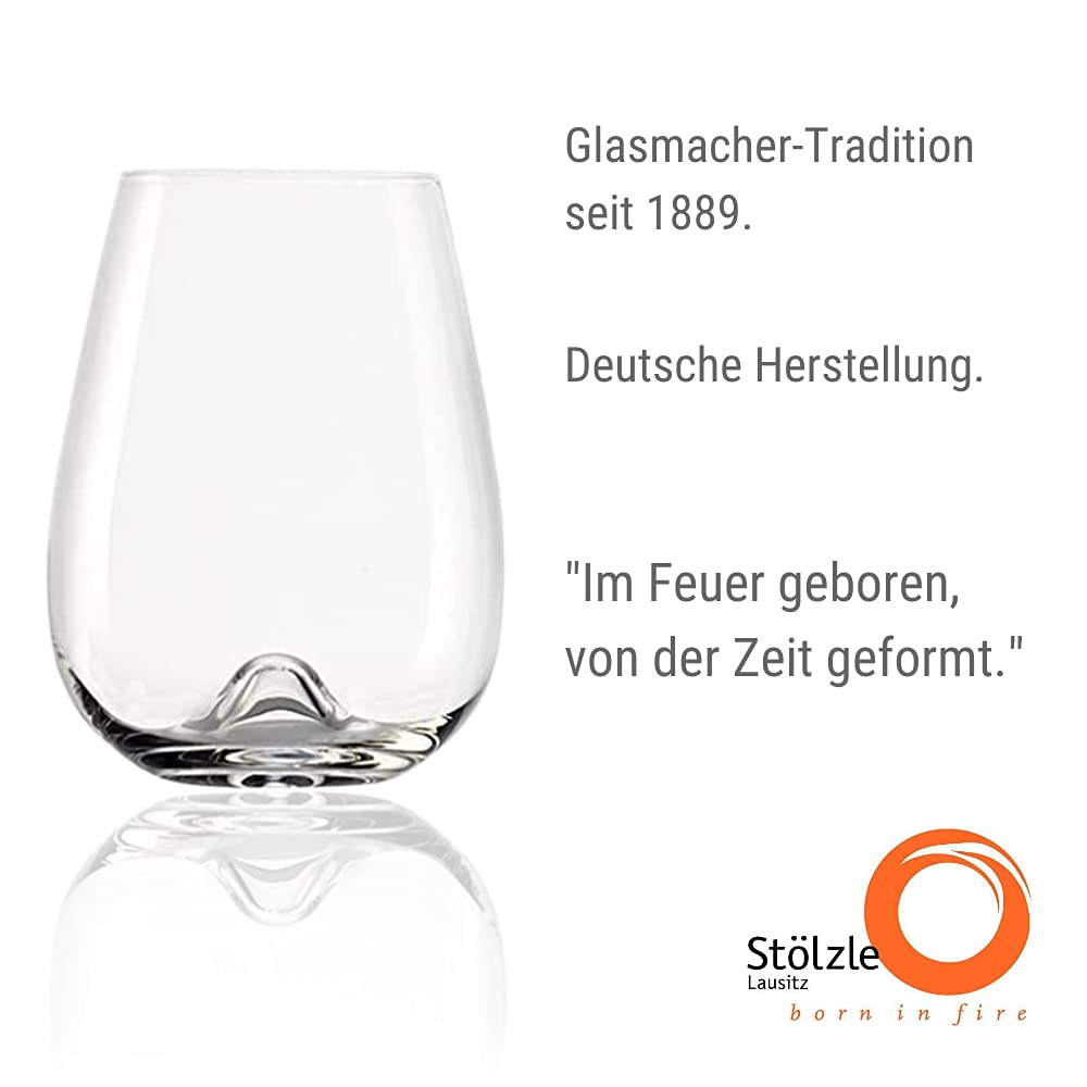 Stölzle Lausitz Vulcano Weinbecher 475 ml I Weißweingläser 6er Set I hochwertige Weingläser ohne Stiel spülmaschinenfest I Weißweinbecher Set stoßfest I schöne Gläser wie mundgeblasen