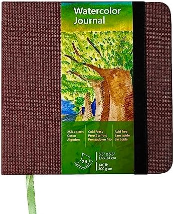 tumuarta Square Watercolor Journal, 5.5x5.5”, 140 LB, 300 GSM, Cotton Paper, Cold Press, 24 Sheets, 48 Pages, Watercolor Paper Notebooks for Use As Travel Sketchbooks Mixed Media Pad On The Go…
