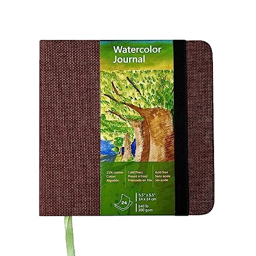 Tumuarta Square Watercolor Journal, 5.5X5.5”, 140 Lb, 300 Gsm, Cotton Paper, Cold Press, 24 Sheets, 48 Pages, Watercolor Paper Notebooks For Use As Travel Sketchbooks Mixed Media Pad On The Go… #TOP2