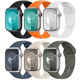 DONEGANI C6スポーツバンド Apple Watchバンド レディース Ultra 2 49mm Series 10 46mm 9 8 7 45mm 41mm SE 6 5 4 44mm 40mm 3 2 1 42mm 38mm メンズ iWatch ストラップ シリコン, 5= ブラック_オレンジ_ホワイト_アビスブルー_スターライト_アーミーグリーン。, (42mm S10